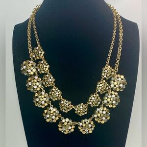 Talbots Gold-Toned Double-Layer Floral Necklace with Gemstones | NWOT